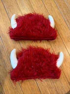 2 RED Fur Viking horn HATS Helmet Barbarian Costume Fun Minnesota Football Sport